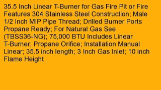 HPC Linear Trough Propane Gas Fire Pit Burner 36 Inch