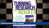 FAVORIT BOOK Turning Research Into Results: A Guide to Selecting the Right Performance Solutions