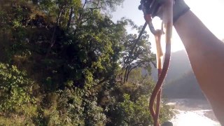 Zip-lining over The Ganges River in Rishikesh, India