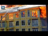 Bombeiros salvam homem de prédio em chamas