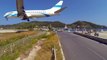 LOW flying BOEING and AIRBUS planes at SKIATHOS - Crossing the street at Skiathos Airport
