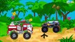 Grúa, Camión de Bomberos, Camión y Carros de Carreras - Carritos Para Niños - Videos para niños