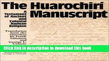 [Popular] The Huarochiri Manuscript: A Testament of Ancient and Colonial Andean Religion Hardcover