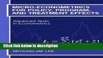 [PDF] Micro-Econometrics for Policy, Program, and Treatment Effects (Advanced Texts in