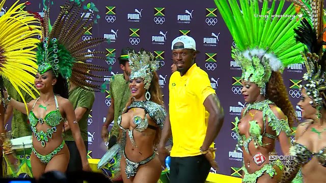 Usain Bolt realiza sua primeira entrevista coletiva no Rio de Janeiro