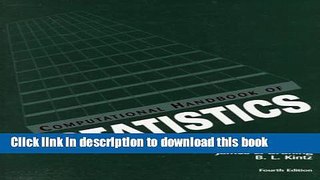 [Download] Computational Handbook of Statistics (4th Edition) Hardcover Free