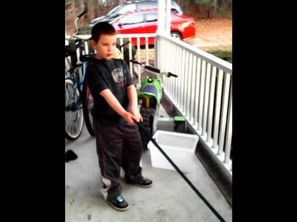 Six year old makes a tripwire.