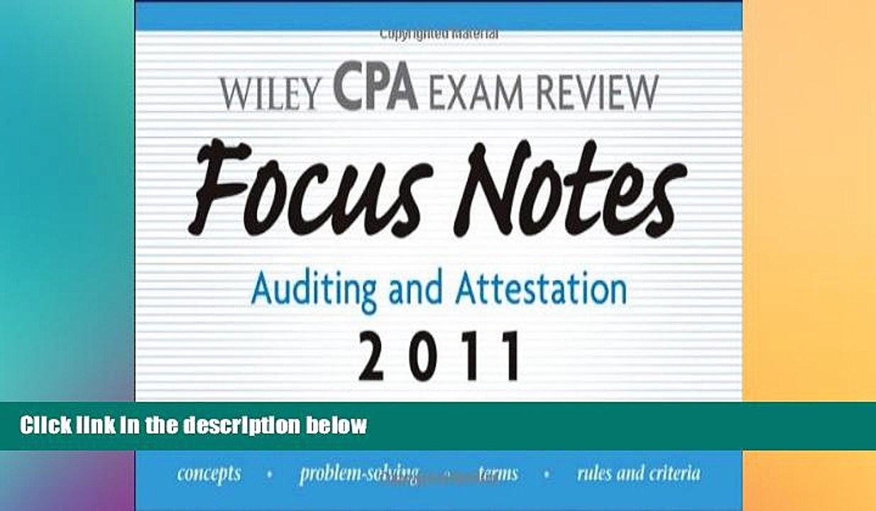 Free [PDF] Downlaod  Wiley CPA Examination Review Focus Notes: Auditing and Attestation 2011