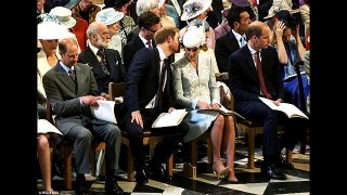 Prince Harry shares a giggle with Kate Middleton at the Queen's birthday service
