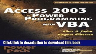 [PDF] Access?2003 Power Programming with VBA Book Online
