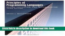 [Download] Principles of Programming Languages: Design, Evaluation, and Implementation Hardcover