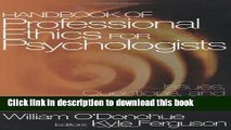 [Download] Handbook of Professional Ethics for Psychologists: Issues, Questions, and Controversies