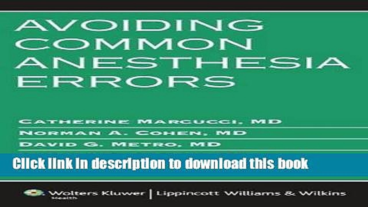 [Download] Avoiding Common Anesthesia Errors (Lippincott Williams   Wilkins Handbook) Hardcover