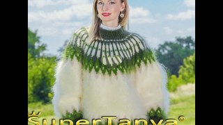 Green ivory fuzzy Icelandic mohair sweater by SuperTanya