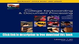 [Download] Gregg College Keyboarding   Document Processing (GDP), Word 2007 Update, Kit 1, Lesson
