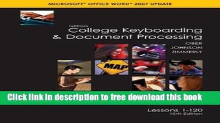 [Download] Gregg College Keyboarding   Document Processing (GDP), Word 2007 Update, Kit 3, Lessons