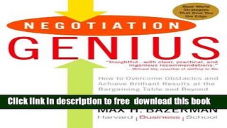 [Download] Negotiation Genius: How to Overcome Obstacles and Achieve Brilliant Results at the