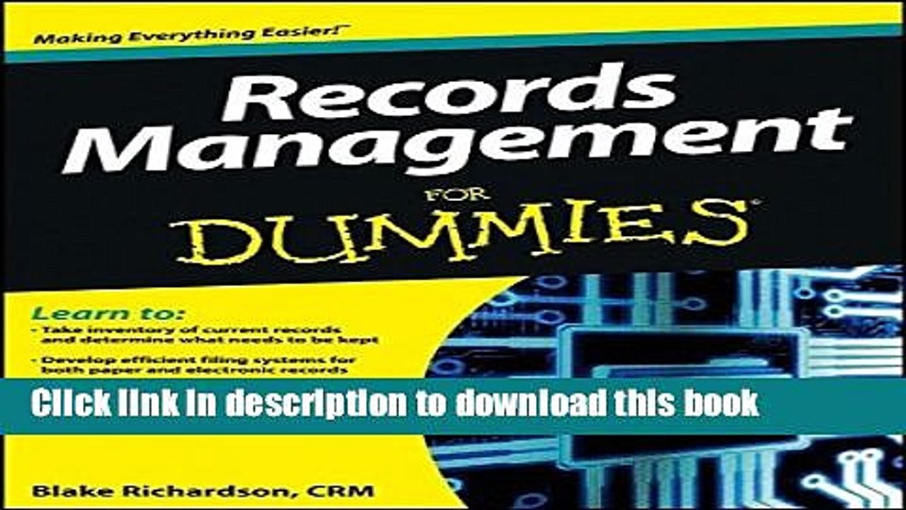 [Read PDF] Records Management For Dummies Download Free video Dailymotion