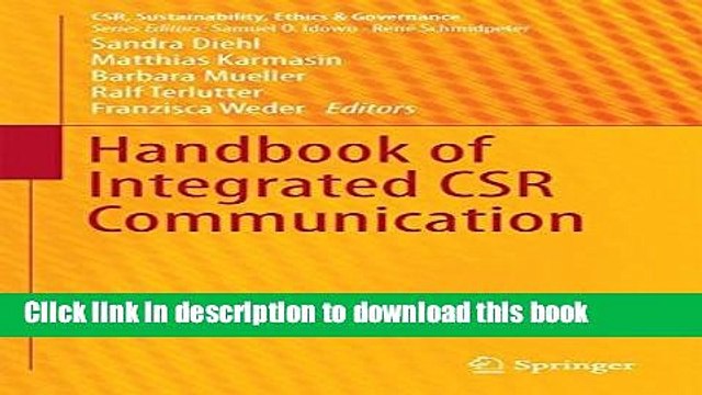 [PDF] Handbook of Integrated CSR Communication (CSR, Sustainability, Ethics Governance) Book