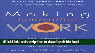 [PDF Kindle] Making Innovation Work: How to Manage It, Measure It, and Profit from It Free Books