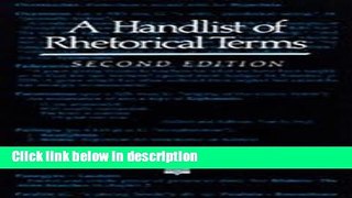 Ebook A Handlist of Rhetorical Terms Free Online