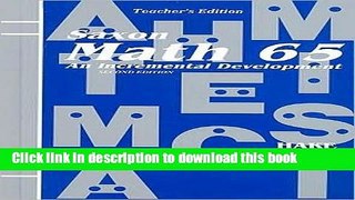 [PDF] Saxon Math 65 2nd (second) Edition byHake Download Full Ebook