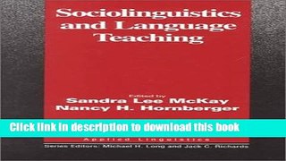 [Download] Sociolinguistics and Language Teaching (Cambridge Applied Linguistics) Kindle Online