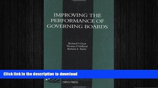 READ THE NEW BOOK Improving the Performance of Governing Boards (ACE/Praeger Series on Higher