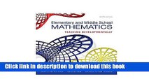 [Download] Elementary and Middle School Mathematics: Teaching Developmentally Hardcover Free