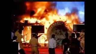 WATCH: Moment when fire erupted on stage at Make In India event in Mumbai.
