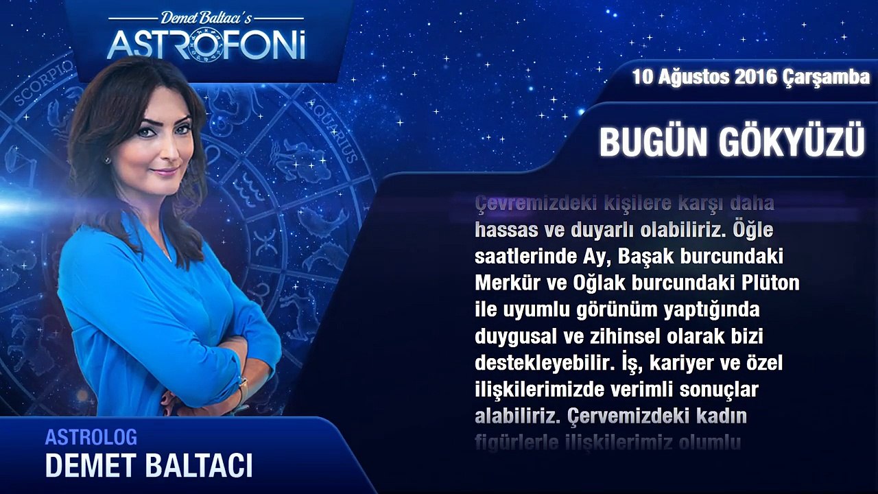 10 Ağustos 2016 Çarşamba Bugün Gökyüzü