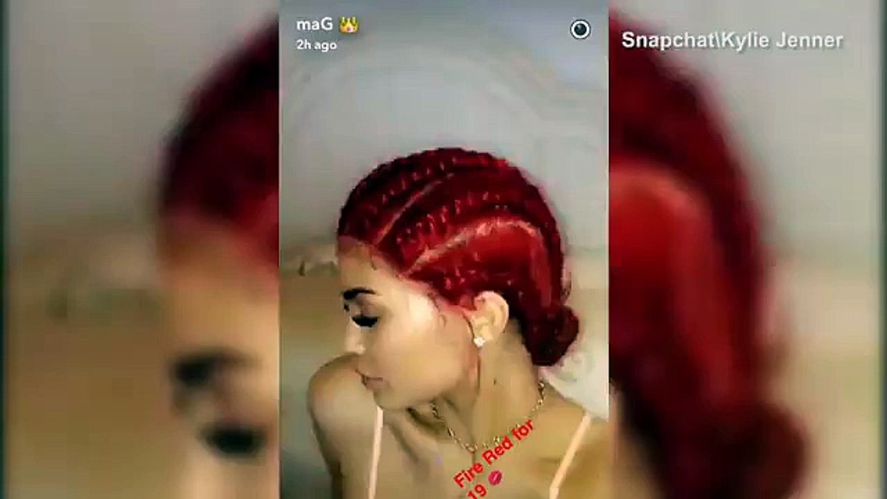 Kylie Jenner shows new look with dyed & braided bright red hair