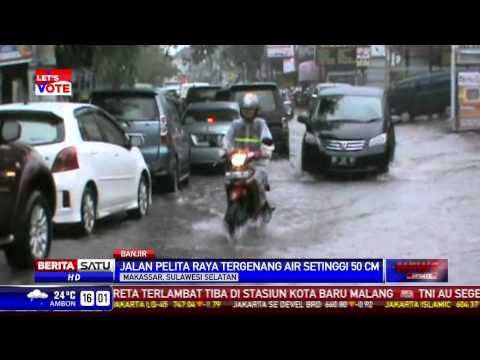 Sejumlah Jalan di Makassar Banjir Setengah Meter