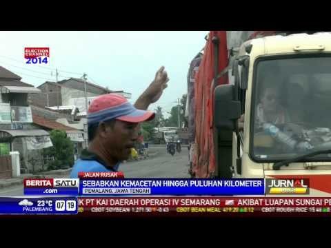 Pantura Pemalang Macet Puluhan Kilometer Akibat Jalan Rusak