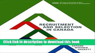 [Popular] Recruitment and Selection in Canada Hardcover Free