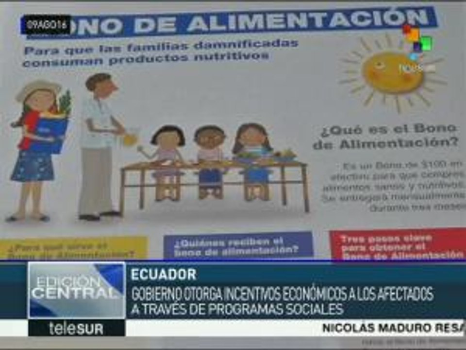 Ecuador: gob. entrega incentivos y bonos a afectados por terremoto