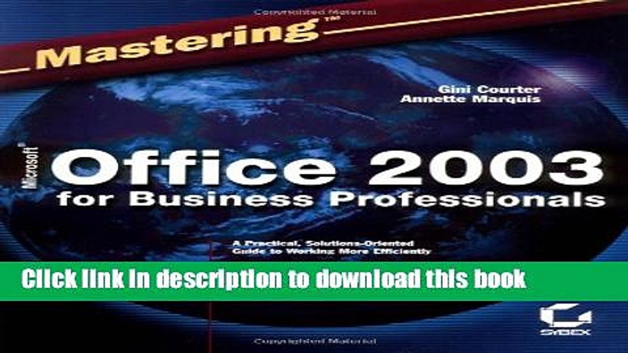 [Download] Mastering Microsoft Office 2003 for Business Professionals Hardcover Free