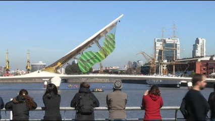 Puente transformado en árbol caído es la apuesta de Greenpeace contra deforestación