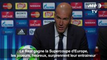 Supercoupe d'Europe: Zidane surpris dans la joie par ses joueurs
