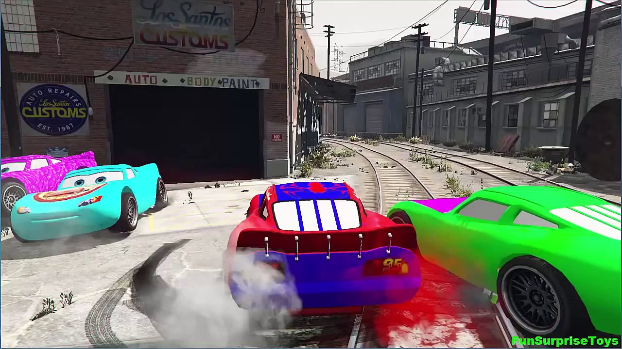Funny Cars 2 SpiderMan Disney Cars Pixar New Nursery Rhymes Li ghtning McQueen Children's Music_21