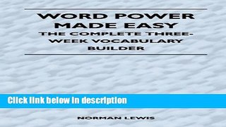 Ebook Word Power Made Easy - The Complete Three-Week Vocabulary Builder Free Online