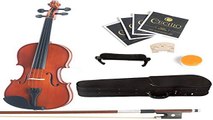 Mendini 12 MV200 Solid Wood Natural Varnish Violin with Hard Case Shoulder