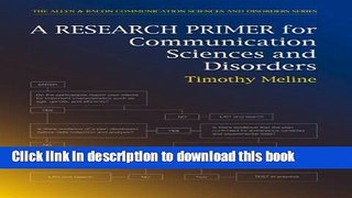 [Popular Books] A Research Primer for Communication Sciences and Disorders Free Online