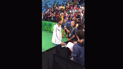 Djokovic Interview during the Basketball game Serbia vs France Olympics Rio 2016