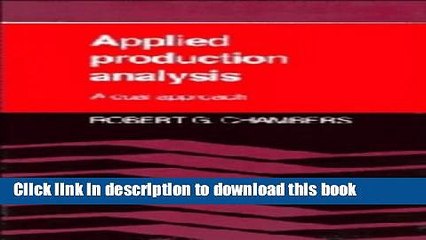 [Download] Applied Production Analysis: A Dual Approach Paperback Free