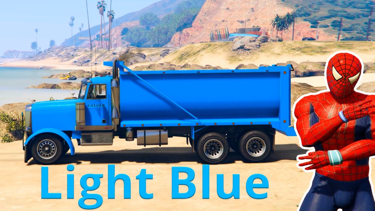 Learn Colors with Spiderman s Trucks in Cars Cartoon for Kids with Funny Nursery Rhymes Songs