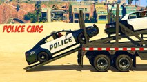 Police Cars Transportation with Spiderman Trucks & Cars Cartoon for Kids Funny Nursery Rhymes Songs