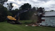 Demolition of hog barn on family farm