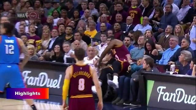 LeBron James Crashes into Jason Day's Wife - Thunder vs Cavs - Dec 17, 2015 NBA