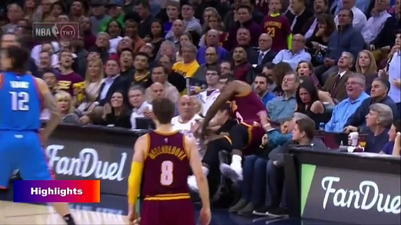 LeBron James Crashes into Jason Day's Wife - Thunder vs Cavs - Dec 17, 2015 NBA
